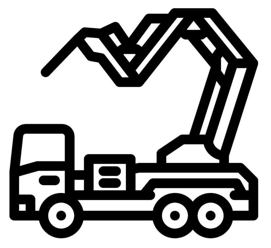 A line art icon of a concrete pump truck | Jeff Maietta